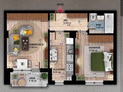 1 Decembrie 13 min. metrou, apartament 2 camere, mobilat/utilat